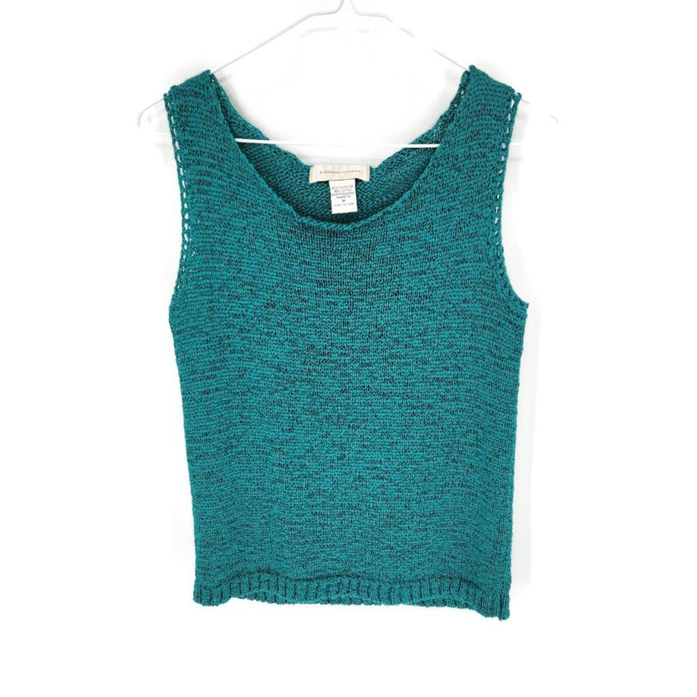 Lemon Grass Womens Tank Top Turquoise Green Heathered Sleeveless Scoop Neck M